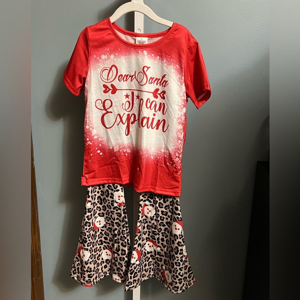 Dear Santa I can explain Red Short Sleeve Shirt with Santa Leopard Print Pants
